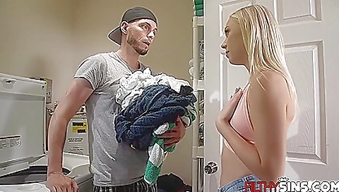 Hot blonde plays with a dildo and sexy initie